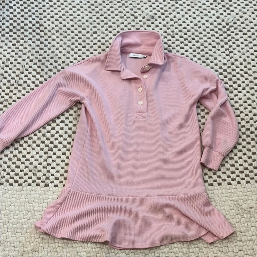 Pink Collared Long Sleeve Dress - Picture 2 of 7